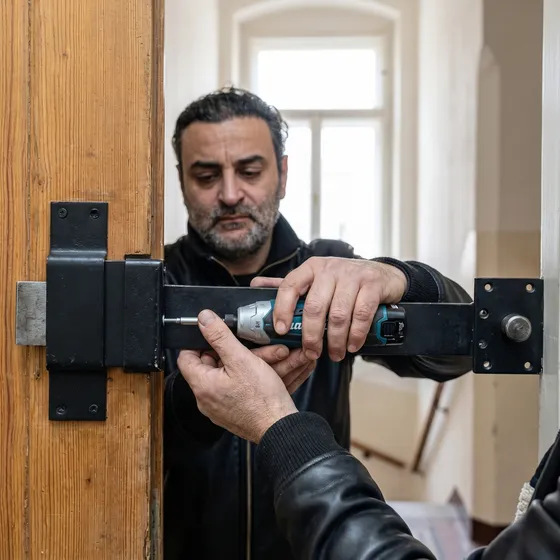 Mier Haimov – Schlüsselmeister KeyStar Wien bei der Vorbereitung einer Balkenschloss-Montage